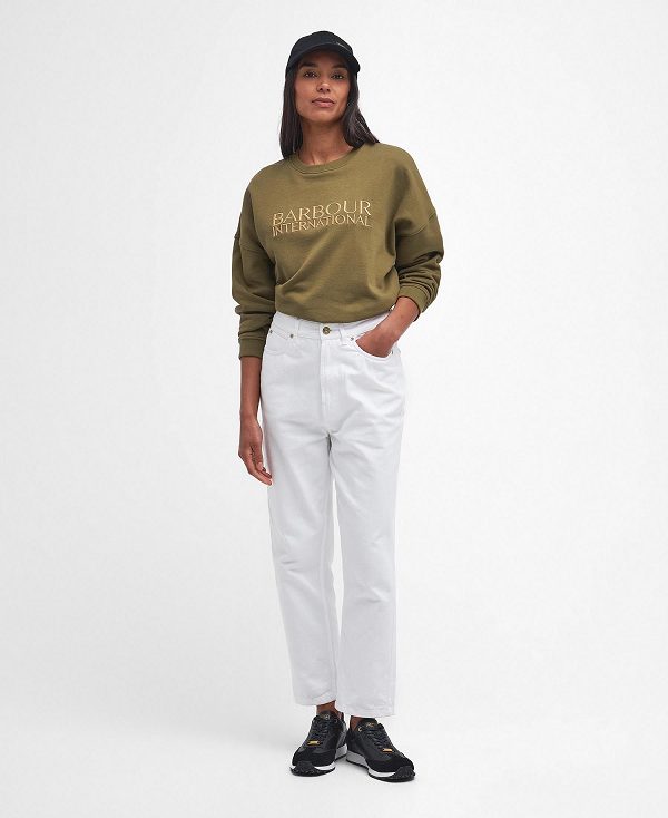 Barbour Carla Logo Sweatshirt Khaki | BABO89801