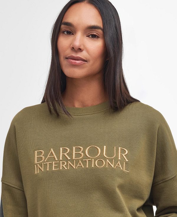 Barbour Carla Logo Sweatshirt Khaki | BABO89801