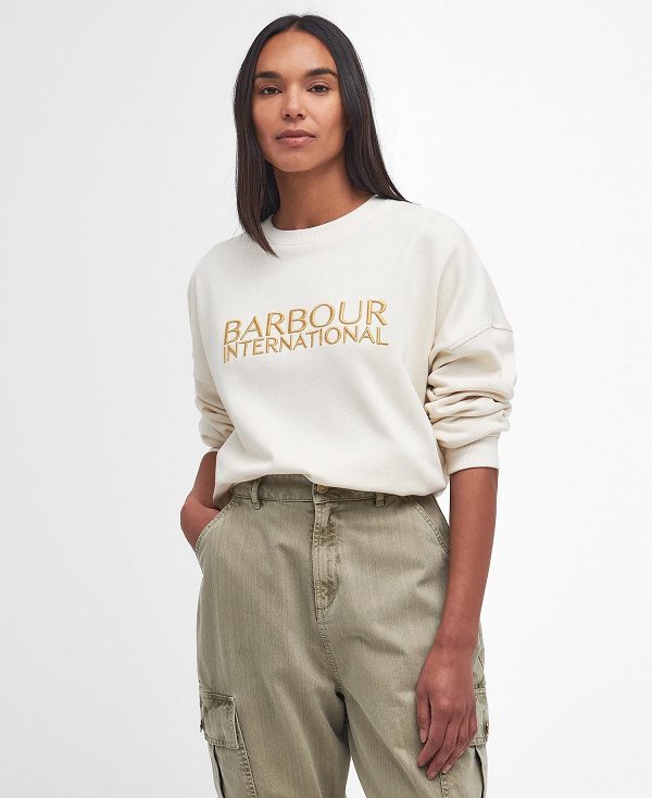 Barbour Carla Logo Sweatshirt Light Stone | BABO89800