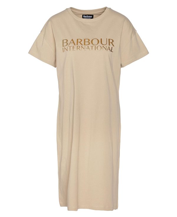 Barbour Carla Midi Dress Classic Beige | BABO89603