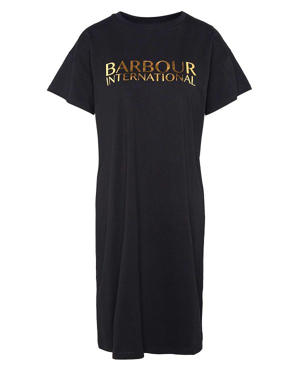 Barbour Carla Midi Dress Classic Black | BABO89601