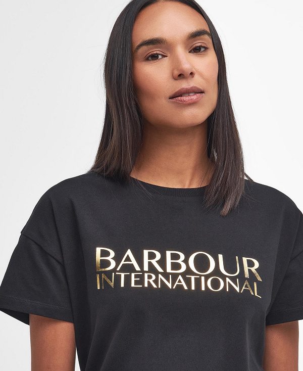 Barbour Carla Midi Dress Classic Black | BABO89601