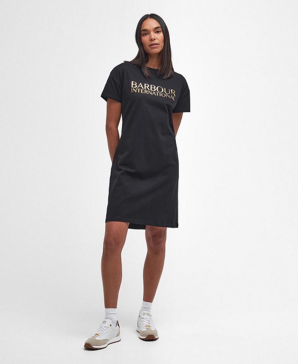 Barbour Carla Midi Dress Classic Black | BABO89601