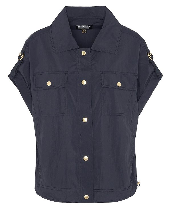 Barbour Carla Oversized Short-sleeved Shirt Classic Black | BABO89498