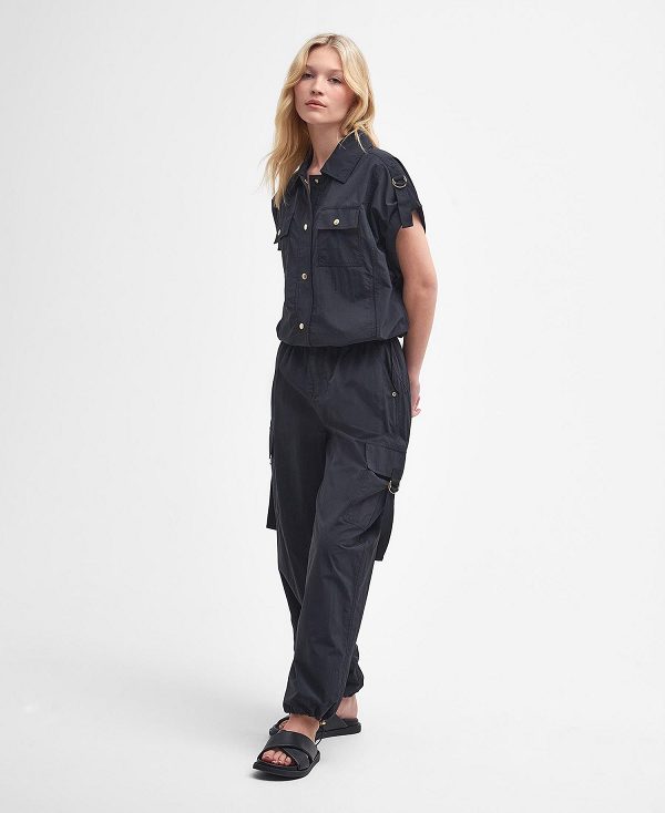 Barbour Carla Oversized Short-sleeved Shirt Classic Black | BABO89498