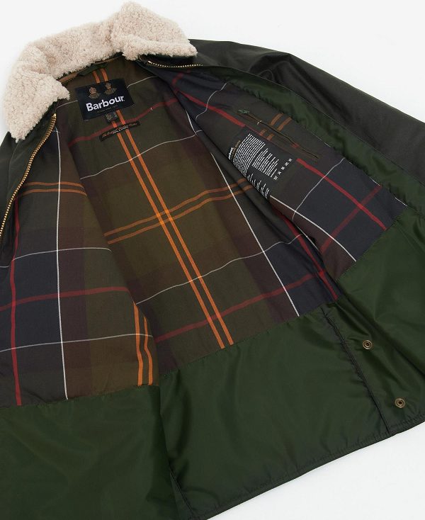 Barbour Carloway Waxed Jacket Fern/Classic Tartan | BABO89178