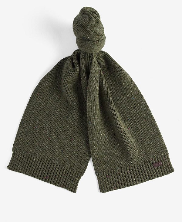 Barbour Carlton Fleck Beanie & Scarf Gift Set Olive | BABO89110