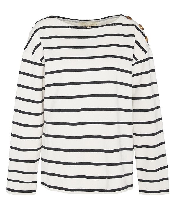 Barbour Caroline Striped Sweatshirt Eggshell Stripe | BABO89798