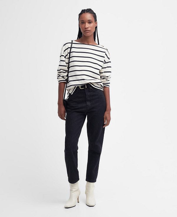 Barbour Caroline Striped Sweatshirt Eggshell Stripe | BABO89798