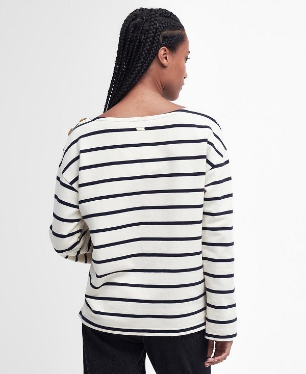 Barbour Caroline Striped Sweatshirt Eggshell Stripe | BABO89798