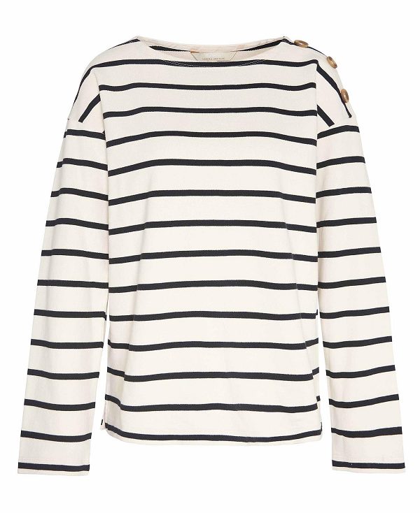 Barbour Caroline Striped Sweatshirt Eggshell Stripe | BABO89808