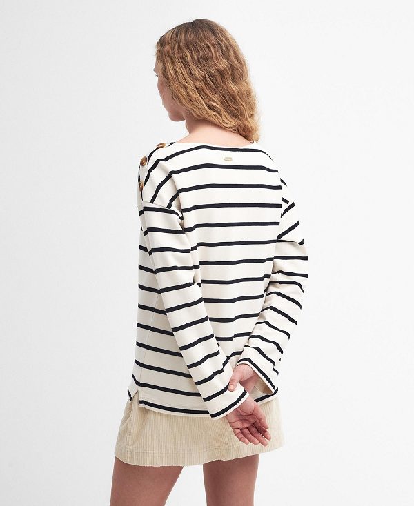 Barbour Caroline Striped Sweatshirt Eggshell Stripe | BABO89808