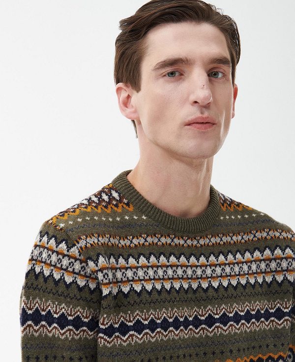 Barbour Case Fair Isle Jumper Green | BABO88531