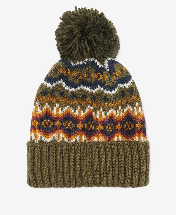 Barbour Case Fairisle Beanie Olive | BABO89054