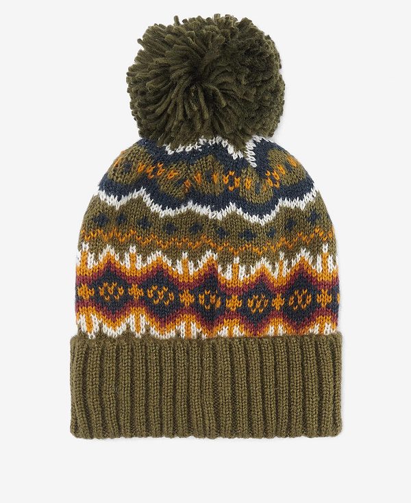 Barbour Case Fairisle Beanie Olive | BABO89054