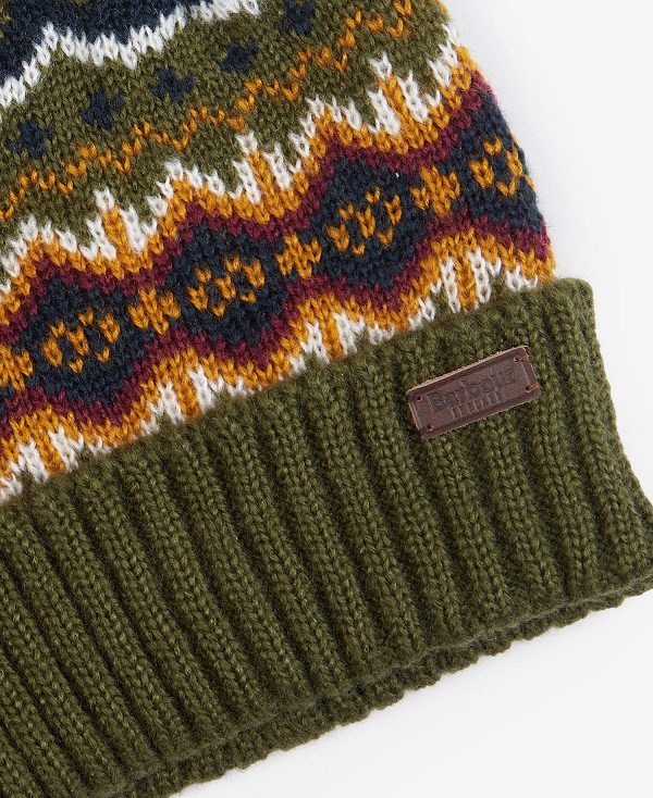 Barbour Case Fairisle Beanie Olive | BABO89054