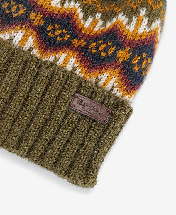 Barbour Case Fairisle Beanie Olive | BABO89054