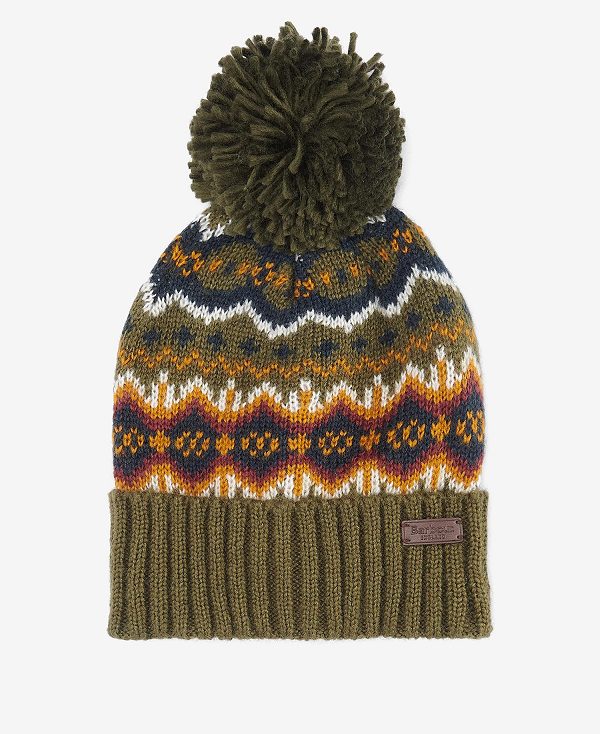 Barbour Case Fairisle Beanie Olive | BABO89054