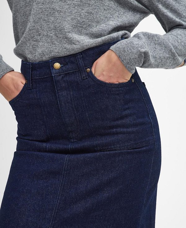 Barbour Cassie Denim Cargo Skirt Dark Indigo Wash | BABO89648