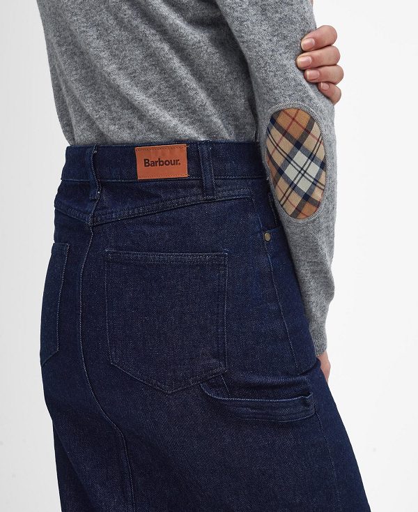 Barbour Cassie Denim Cargo Skirt Dark Indigo Wash | BABO89648