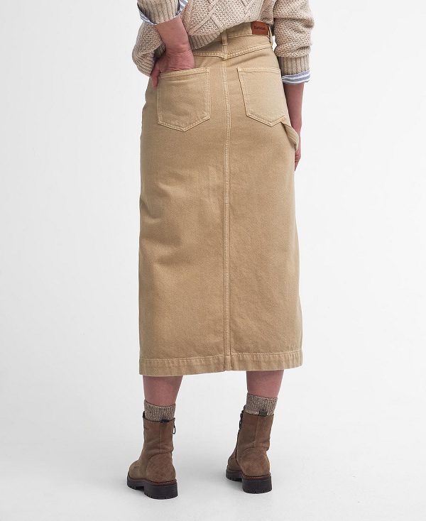 Barbour Cassie Denim Cargo Skirt White Pepper | BABO89646