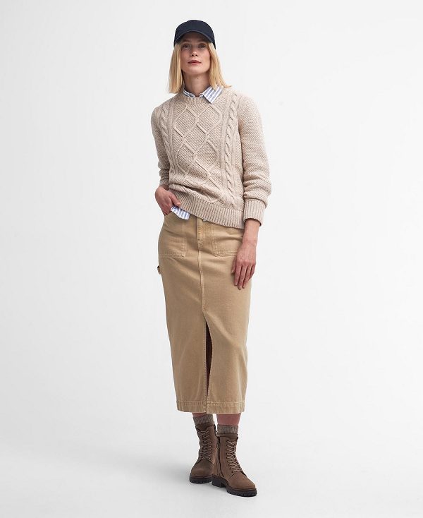 Barbour Cassie Denim Cargo Skirt White Pepper | BABO89646