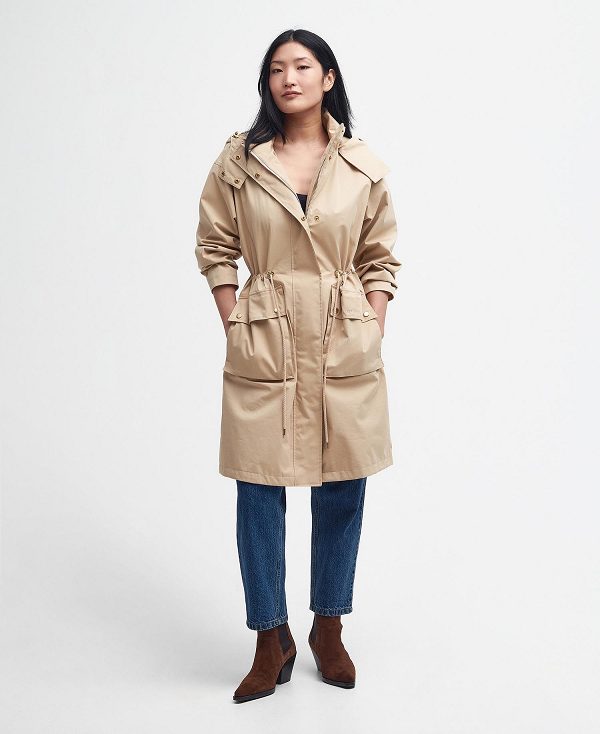 Barbour Catherine Waterproof Parka Jacket Dark Navy/Primrose Hessian | BABO89388