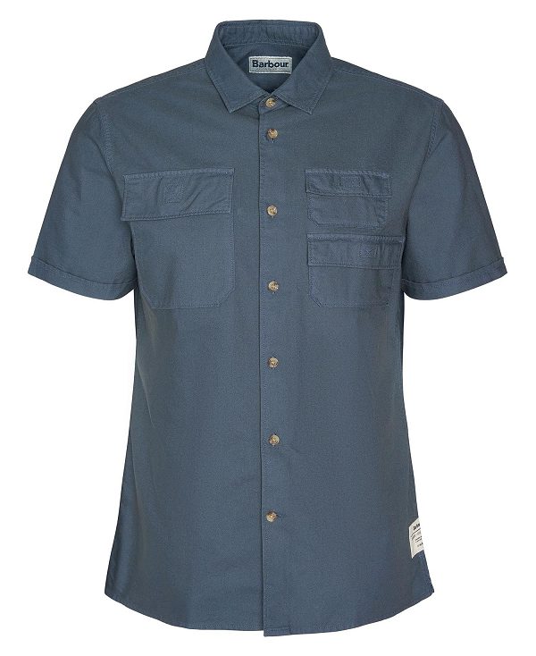 Barbour Catterick Short-sleeved Oxford Shirt Dark Slate | BABO87777