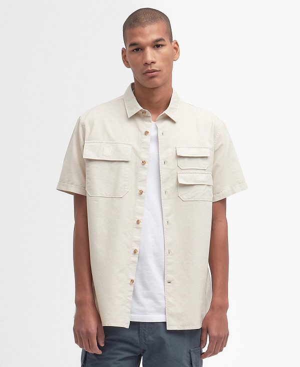 Barbour Catterick Short-sleeved Oxford Shirt Rainy Day | BABO87784