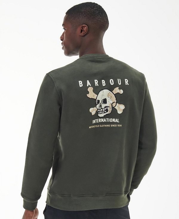 Barbour Charlton Crew Neck Sweatshirt Green | BABO88425