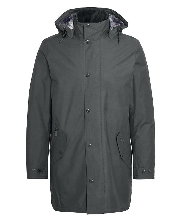 Barbour Chelsea Waterproof Mac Charcoal/Blue Granite Tartan | BABO87422