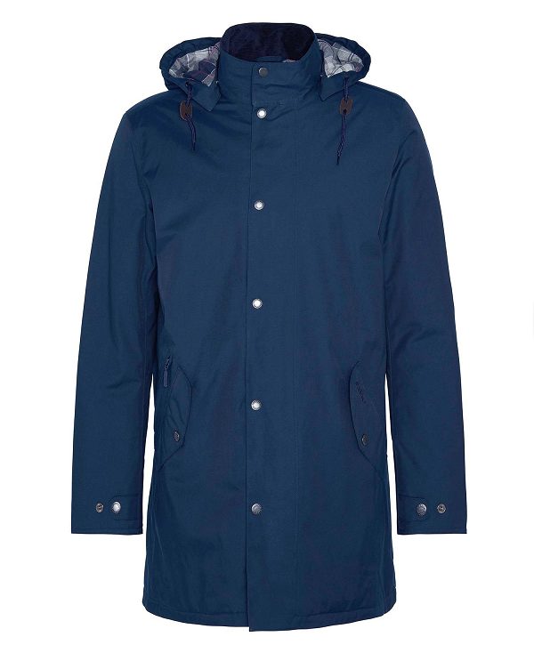 Barbour Chelsea Waterproof Mac Navy/Blue Granite Tartan | BABO87424