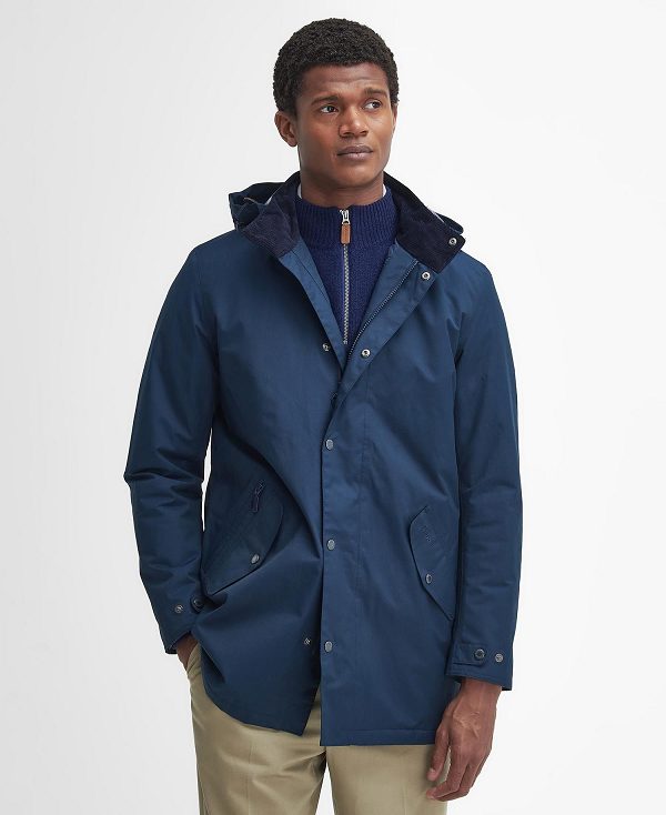 Barbour Chelsea Waterproof Mac Navy/Blue Granite Tartan | BABO87424