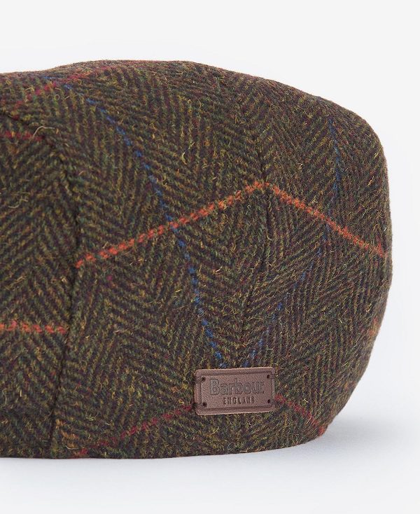 Barbour Cheviot Flat Cap Dark Green Check | BABO89009