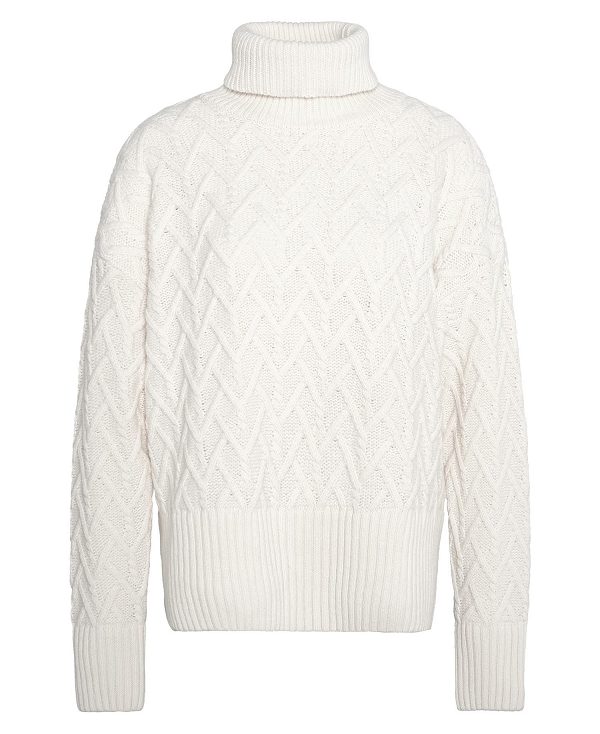 Barbour Clarence Cable-knit Roll-neck Jumper Aran | BABO89759