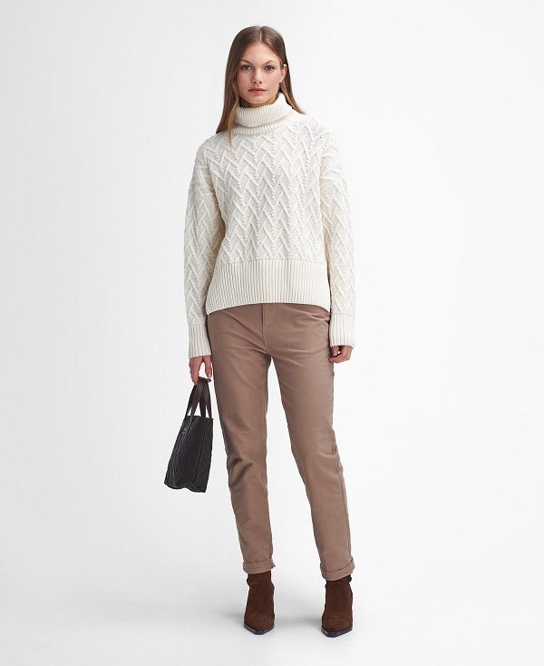 Barbour Clarence Cable-knit Roll-neck Jumper Aran | BABO89759