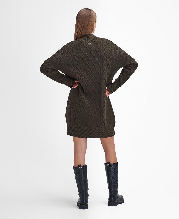 Barbour Clarence Knitted Dress Olive | BABO89640