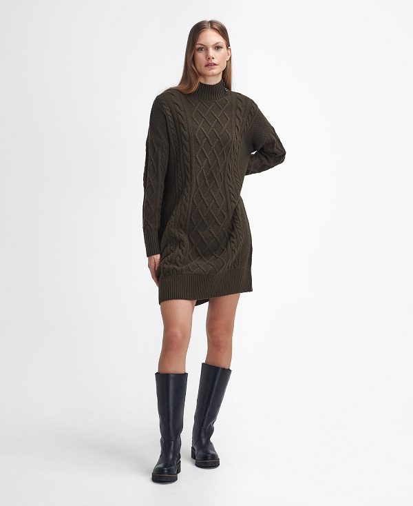 Barbour Clarence Knitted Dress Olive | BABO89640