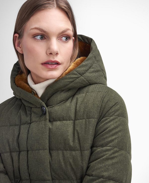 Barbour Clarence Puffer Jacket Olive | BABO89361