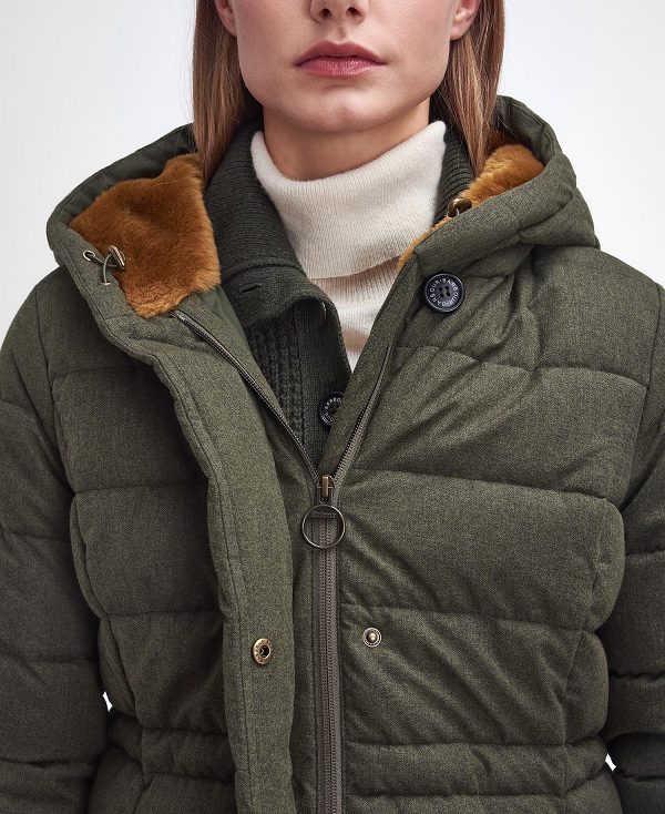 Barbour Clarence Puffer Jacket Olive | BABO89361