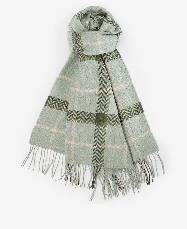 Barbour Claudette Herringbone Scarf Soft Mint | BABO90078