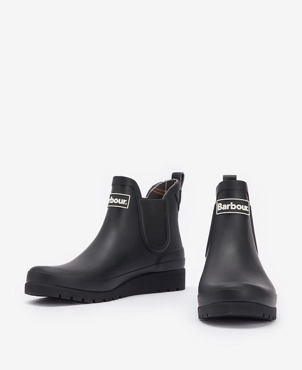 Barbour Clifton Wedge Ankle Wellingtons Classic Black | BABO89941