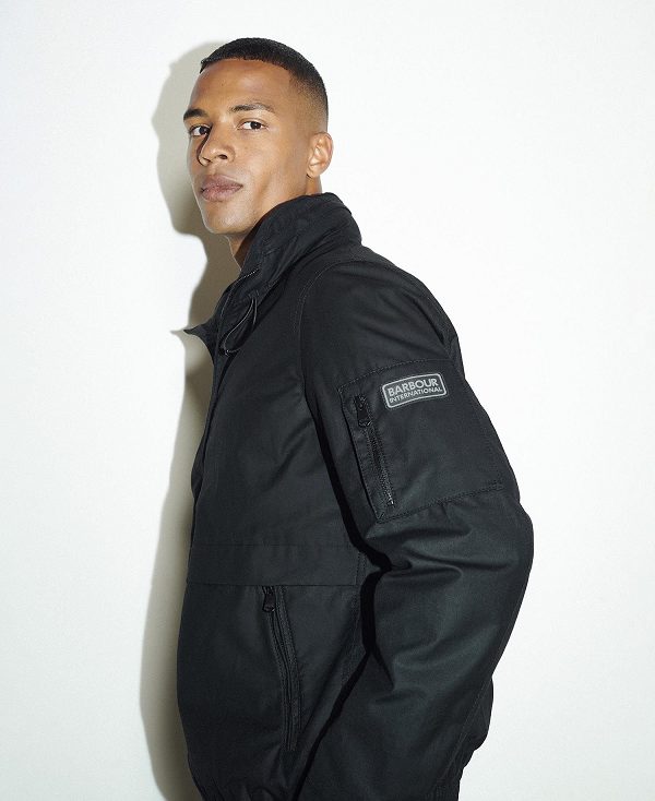 Barbour Colstone Waxed Bomber Jacket Classic Black | BABO87194