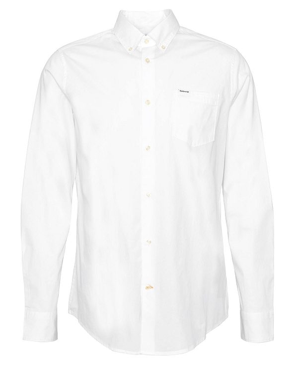 Barbour Comfort Stretch Long-sleeved Shirt Classic White | BABO87691