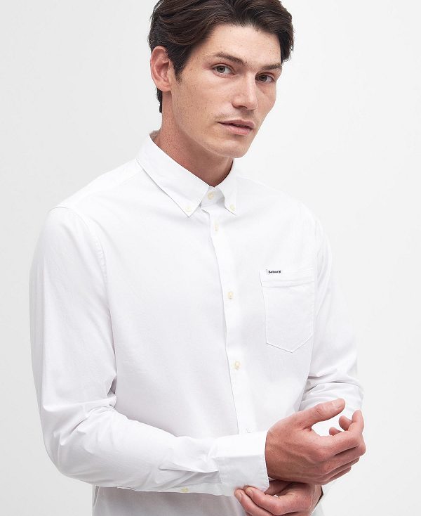 Barbour Comfort Stretch Long-sleeved Shirt Classic White | BABO87691