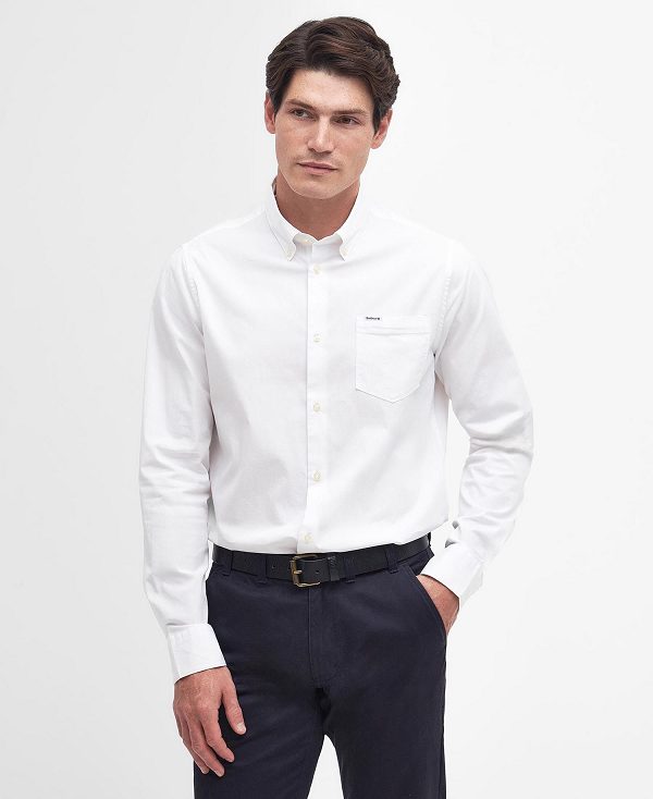 Barbour Comfort Stretch Long-sleeved Shirt Classic White | BABO87691