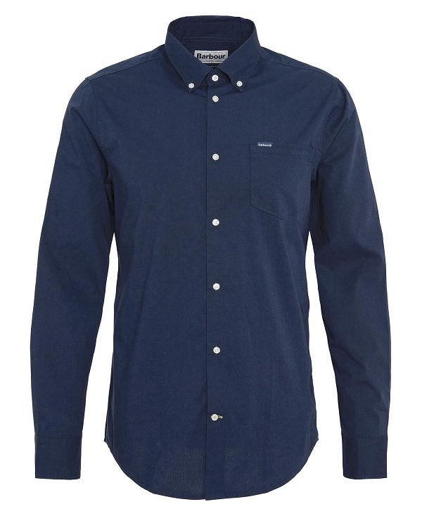 Barbour Comfort Stretch Long-sleeved Shirt Classic Navy | BABO87756