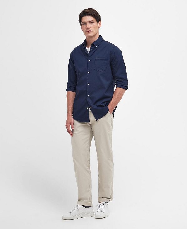 Barbour Comfort Stretch Long-sleeved Shirt Classic Navy | BABO87756