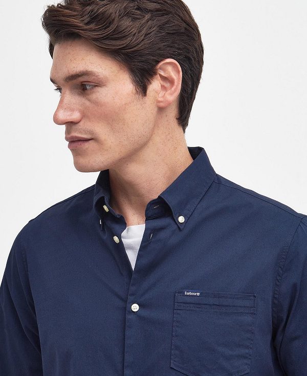 Barbour Comfort Stretch Long-sleeved Shirt Classic Navy | BABO87756