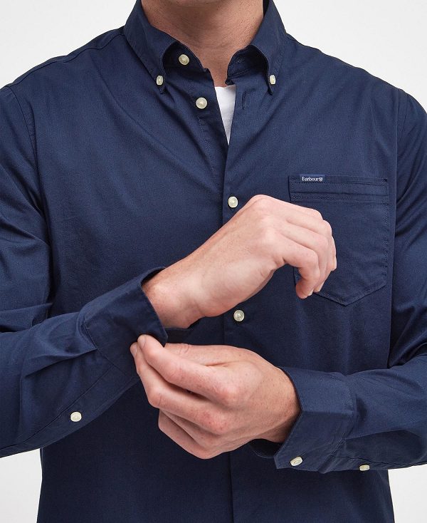 Barbour Comfort Stretch Long-sleeved Shirt Classic Navy | BABO87756